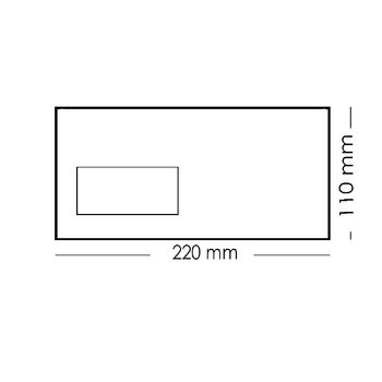 25 Briefumschläge 11x22 cm mit Haftstreifen und Fenster 80g - Dunkelgrau