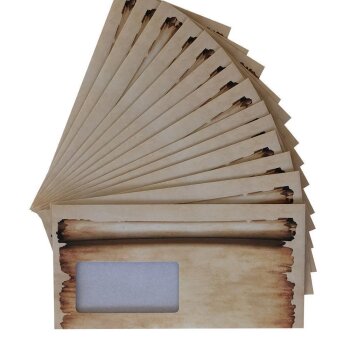1000 Briefumschläge DIN lang mit Fenster selbstklebend, 110 x 220 mm mit Haftklebung Design Urkunde, Geschäftsumschläge mit Haftstreifen, Grammatur 80 g/m²