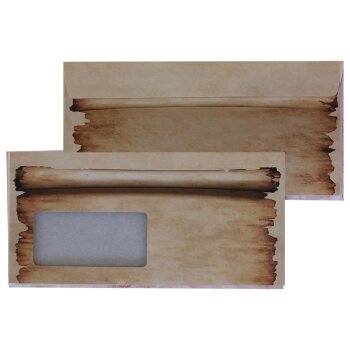 1000 Briefumschläge DIN lang mit Fenster selbstklebend, 110 x 220 mm mit Haftklebung Design Urkunde, Geschäftsumschläge mit Haftstreifen, Grammatur 80 g/m²