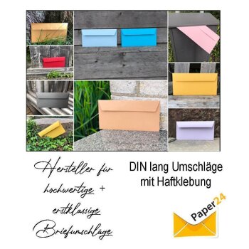 1000 Briefumschläge DIN lang mit Fenster selbstklebend, 110 x 220 mm mit Haftklebung Design Urkunde, Geschäftsumschläge mit Haftstreifen, Grammatur 80 g/m²