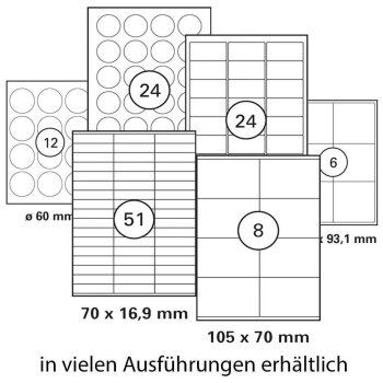 400 Etiketten selbstklebend A6 148,5 x 105 mm, 100 Blatt im DIN A4-Format, 4 Etiketten pro Blatt, insgesamt 400 Aufkleber, Etiketten, einfach zu bedrucken, leicht zu verkleben 100 Weiß 148x105