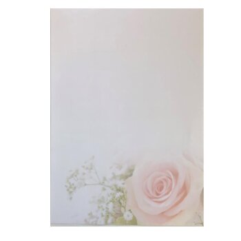 20 teiliges Briefpapier Set für Erwachsene Rose mit Briefumschlägen, edel, DIN A4 Papier und farblich passenden Umschläge DIN lang ohne Fenster als Geschenk für Geburtstag, Hochzeit