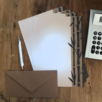 50 teiliges Briefpapier Set für Erwachsene Bambus...
