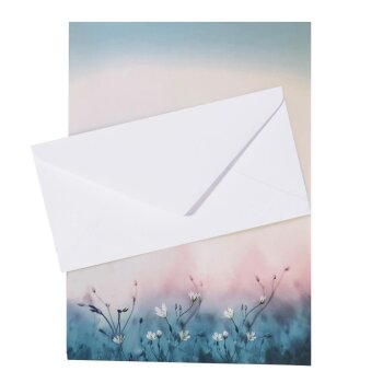 20 teiliges Briefpapier Set für Erwachsene Blumen...