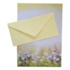 20 teiliges Briefpapier Set für Erwachsene Blumenwiese mit Briefumschlägen, edel, DIN A4 Papier und farblich passenden Umschläge DIN lang ohne Fenster als Geschenk für Geburtstag, Hochzeit