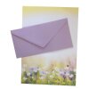 100 teiliges Briefpapier Set für Erwachsene Blumenwiese mit Briefumschlägen, edel, DIN A4 Papier und farblich passenden Umschläge DIN lang ohne Fenster als Geschenk für Geburtstag, Hochzeit