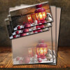 200 teiliges Weihnachts-Briefpapier Set für Erwachsene rote Laterne mit Umschlag, edel, DIN A4 Papier und farblich passenden Umschläge DIN lang ohne Fenster als Geschenk für Geburtstag, Weihnachten