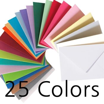 Juego de sobres, 25 sobres de colores en 25 colores diferentes como juego, ideal para manualidades, para Navidad o como idea de regalo