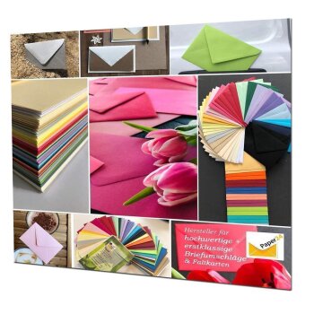 Umschlag-Set, 25 bunte Briefumschläge in 25 unterschiedlichen Farben als Set im Format C8, nassklebend, ideal zum Basteln, zu Weihnachten oder als Geschenkidee