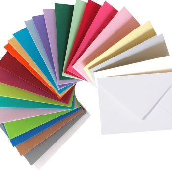 Umschlag-Set, 25 bunte Briefumschläge in 25 unterschiedlichen Farben als Set im Format C5, nassklebend, ideal zum Basteln, zu Weihnachten oder als Geschenkidee