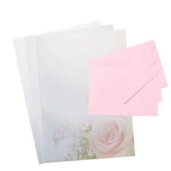 Briefpapier als Set verschiedene Motive  DIN A4 Naturpapier und  DIN C6 Briefumschläge, eine Geschenkidee für Hochzeit, Weihnachten oder Geburtstag