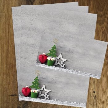20 teiliges Weihnachts-Briefpapier Set für Erwachsene rote Laterne mit Fensterumschlag, edel, DIN A4 Papier und farblich passenden Umschläge DIN lang ohne Fenster als Geschenk für Geburtstag, Weihnachten 50er-Set