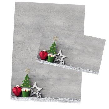 20 teiliges Weihnachts-Briefpapier Set für Erwachsene rote Laterne mit Fensterumschlag, edel, DIN A4 Papier und farblich passenden Umschläge DIN lang ohne Fenster als Geschenk für Geburtstag, Weihnachten 50er-Set