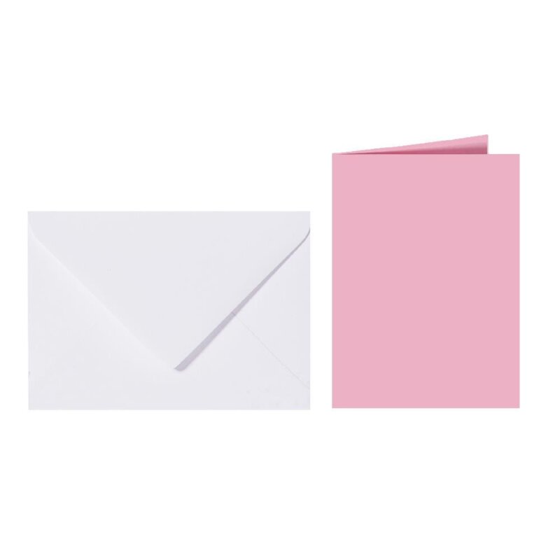 25 Briefumschläge DIN B6 in Weiß 120g/m² in + 25 Faltkarten  12x17 cm in kräftiges Rosa 240g/m²