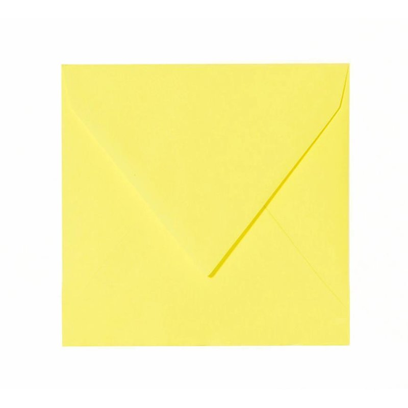 100 Quadratische Briefumschläge 150x150 mm, 15x15 cm in Intensivgelb  mit Dreieckslasche