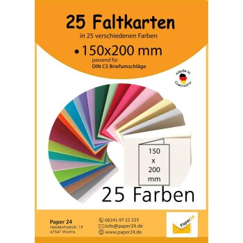 Umschlag-Set, 25 bunte Briefumschläge in 25 unterschiedlichen Farben als Set im Format C8, nassklebend, ideal zum Basteln, zu Weihnachten oder als Geschenkidee