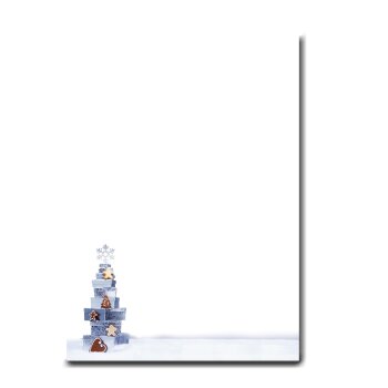 Weihnachtsbriefpapier Geschenkpyramide mit Umschlag als Set, DIN A4 und DIN lang Briefumschläge (Pyramide+UDL19mD, 50er Set)