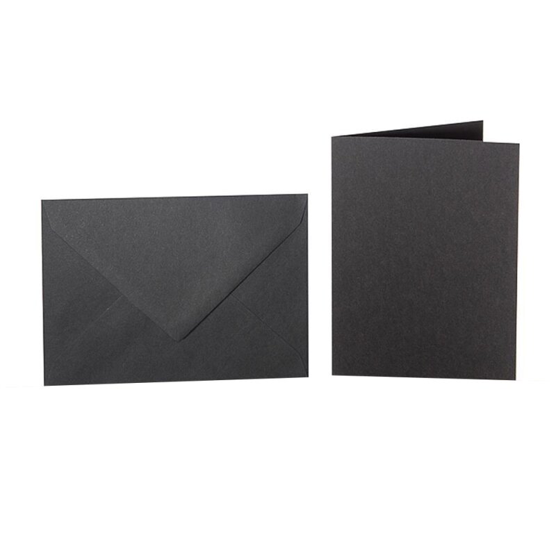Briefumschläge B6 + Faltkarte 12x17 cm - schwarz