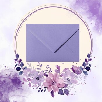 Enveloppes DIN B6 (125 x 176 mm) - violet avec rabat...