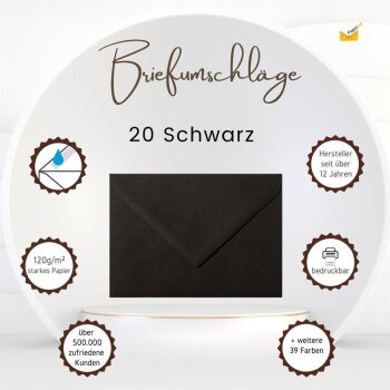 25 envelopes DIN B6 (4.92 x 6.93) with pointed flap 120 g / qm 20 black