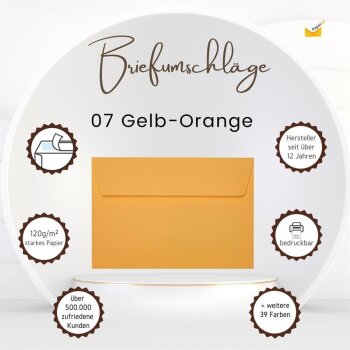 B6 envelopes with adhesive 4,92 x 6,93 in in yellow-orange