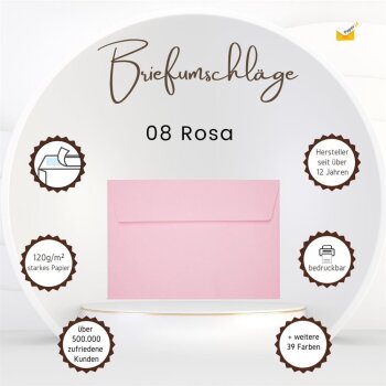 Enveloppes autocollantes B6 125x176 mm en rose