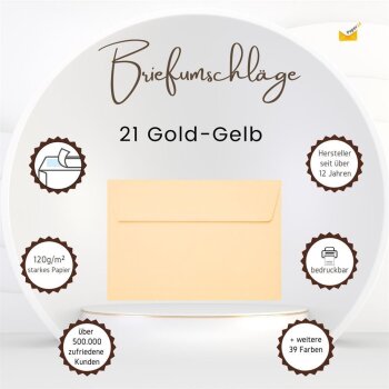 Enveloppes autocollantes B6 125x176 mm en jaune or