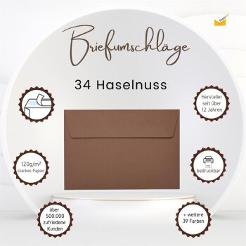 B6 envelopes with adhesive 4,92 x 6,93 in in hazelnut