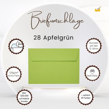 Briefumschläge DIN B6 (125 x 176 mm) haftklebend 120 g/qm 25 Stück in Apfelgrün