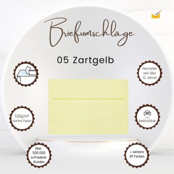 B6 envelopes with adhesive strips 4.92 x 6.93 in soft yellow