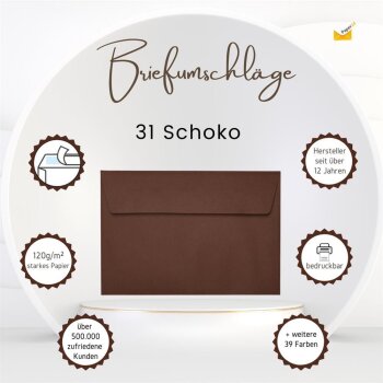 B6 envelopes with adhesive strips 4.92 x 6.93 in chocolate