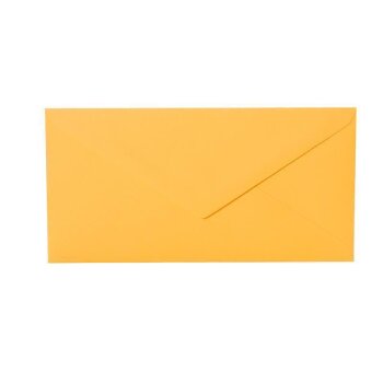 25 enveloppes chacune avec rabat triangulaire Din long 11x22 cm jaune-orange