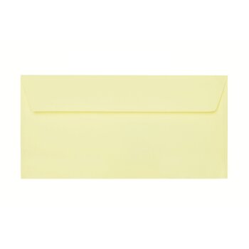 Din long envelopes with adhesive strips 4.33 x 8.66 in pale yellow