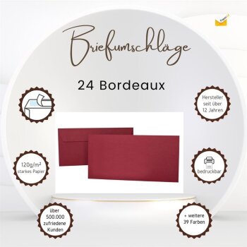 Envelopes 4,33 x 8,66 in with adhesive strips - Bordeaux