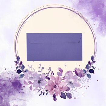 25 enveloppes DIN longues avec bandes adhésives (sans fenêtre) 11x22 cm violet