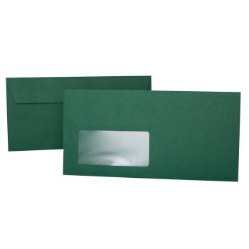 Buste 11x22 cm con strisce adesive e finestra - verde scuro