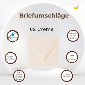 Briefumschläge 155x155 mm in Creme in 120 g/qm