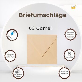 Briefumschläge 155x155 mm in Camel in 120 g/qm