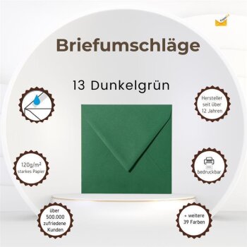 Briefumschläge  155x155 mm, nassklebend, 120 g/qm in 13 Dunkelgrün