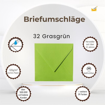 Briefumschläge  155x155 mm, nassklebend, 120 g/qm in 32 Grasgrün