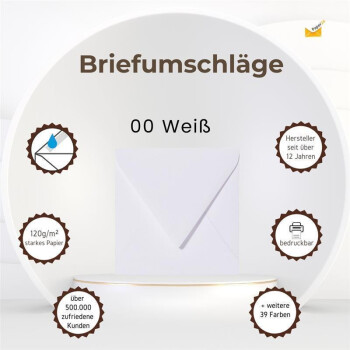 Quadratische Briefumschläge 150 x 150 mm nassklebend 120 g/qm 00 Weiß