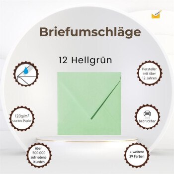25 Briefumschläge 150 x 150 mm, 120 g/m² - Hellgrün