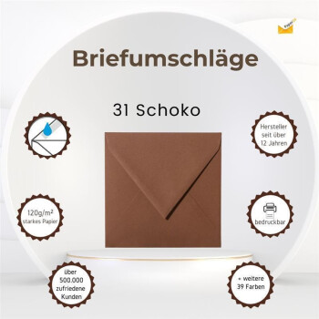 25 Briefumschläge 150 x 150 mm, 120 g/m² - Schoko
