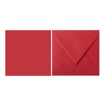 Square envelopes 4,92 x 4,92 in rose red with triangular flap