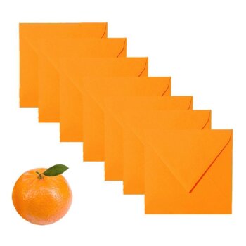 Quadratische Briefumschläge 11x11 cm Leuchtorange mit Dreieckslasche