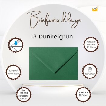 Envelopes 5,51 x 7,48 in in dark green 120g/m&sup2; wet...