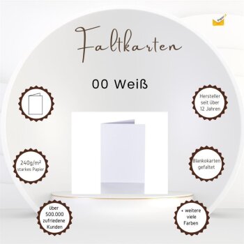 Faltkarten 100 x 150 mm 240 g/qm passend für Briefumschläge im Format Din C6 00 Weiß