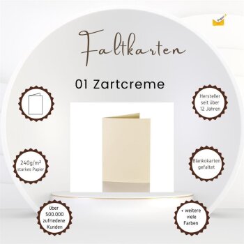 Faltkarten 100 x 150 mm 240 g/qm passend für Briefumschläge im Format Din C6 01 Zartcreme