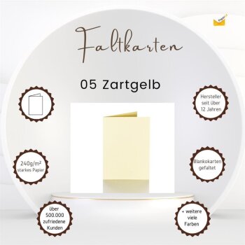 Faltkarten 100 x 150 mm 240 g/qm passend für Briefumschläge im Format Din C6 05 Zartgelb