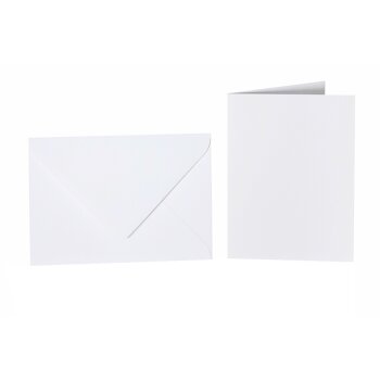 25 coloured envelopes C6 + folded card 10x15 cm  white